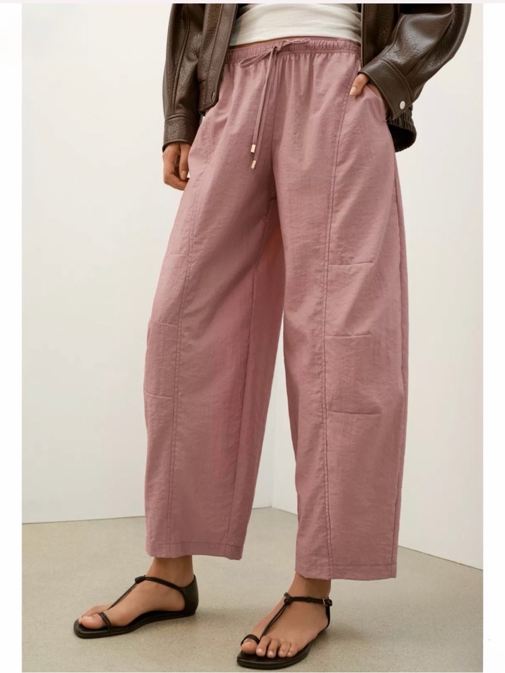 Zara Dusty Pink Wide-Leg Trousers -NWOT - Picture 2 of 5